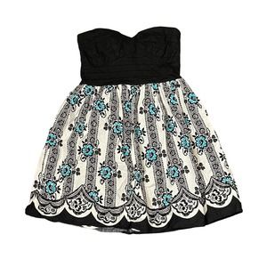 Trixxi Sweetheart Pleated Floral Fit & Flare Cocktail‎ Dress Strapless Women 11